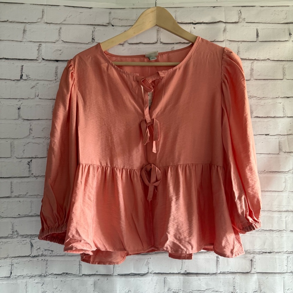 a new day‎ Coral Tie-Front Blouse